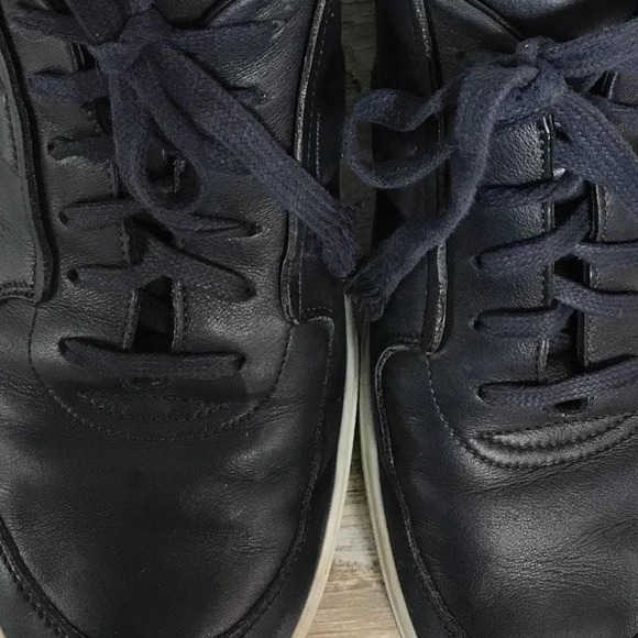 DIOR HOMME NAVY LEATHER LOW-TOP SNEAKERS 43.5